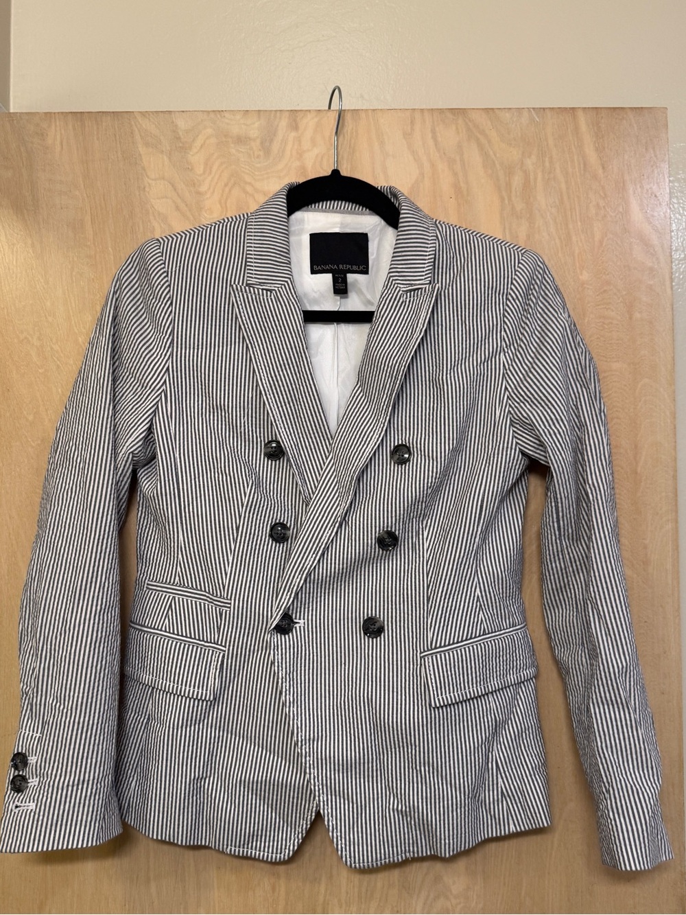 Banana republic Double-Breasted Striped Blazer
